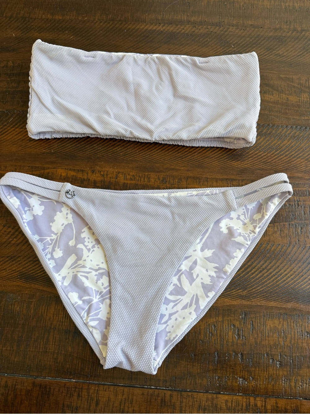 Maaji Lilac and White Textured Bandeau Bikini Set
